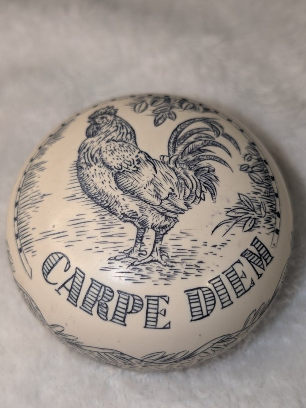 Resin Paperweight - Carpe Diem - Seize the Day Rooster Carved